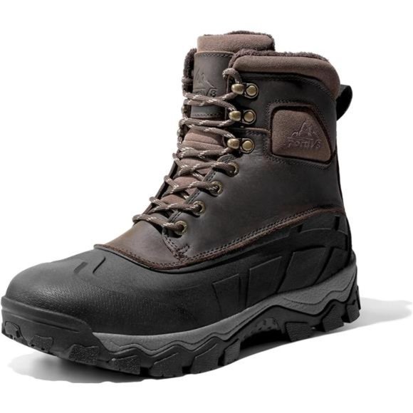 Men's Winter Boots Insulated Waterproof Snow Hiking Boots Dark Brown